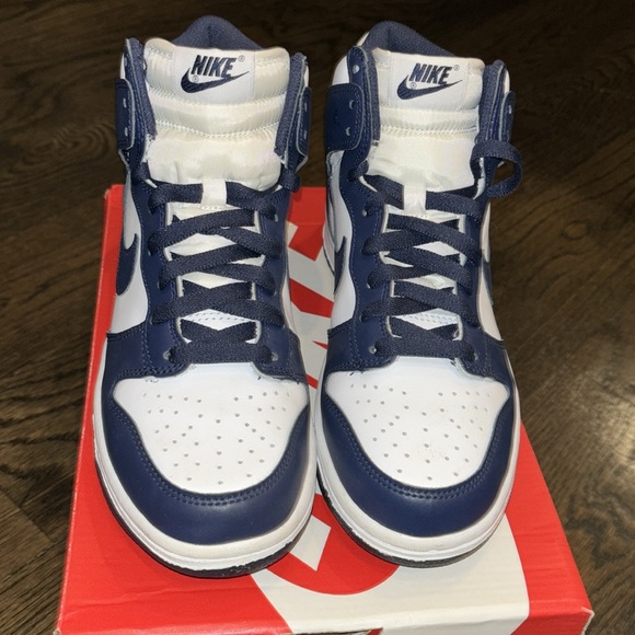 Kids Grade School Nike Dunk High white/midnight navy size 6.5 - Picture 7 of 10